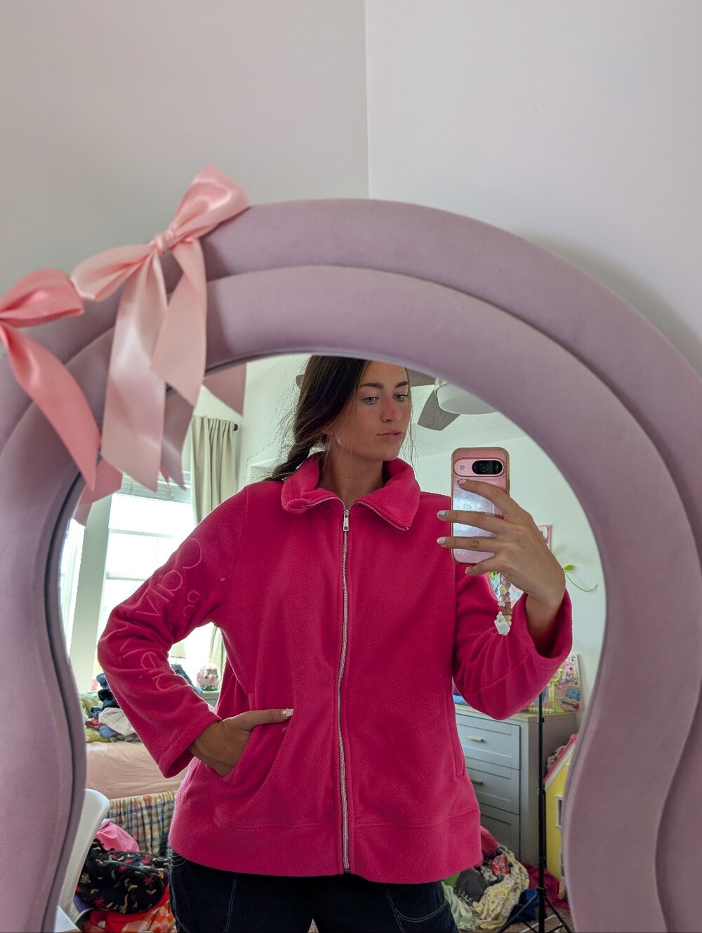Calvin Klein Women's Pink Fleece Zip-Up Jacket Size XXL